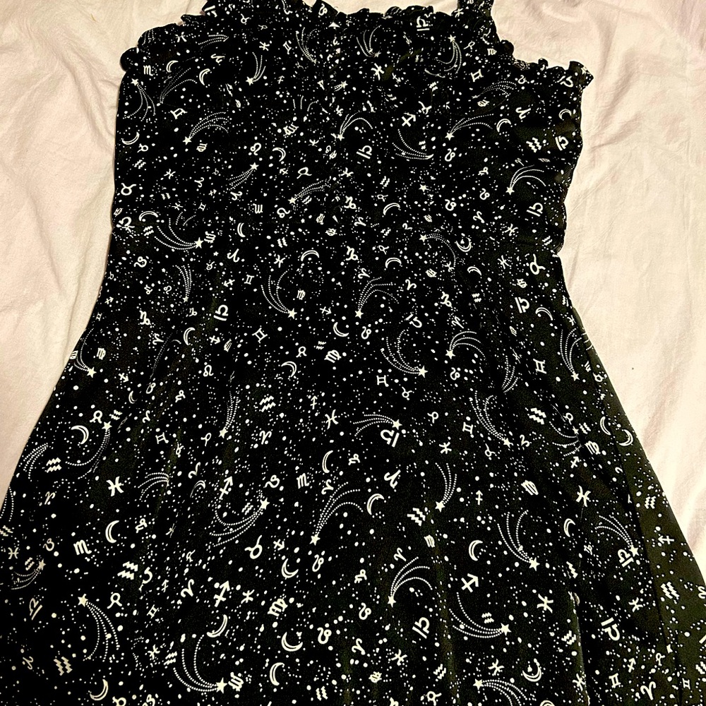 Aqua Dress with Celestial White Pattern